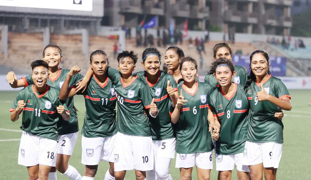 Bangladesh women's football team face India this afternoon