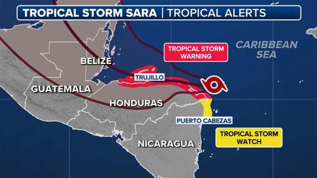 Honduras on alert for Tropical Storm Sara