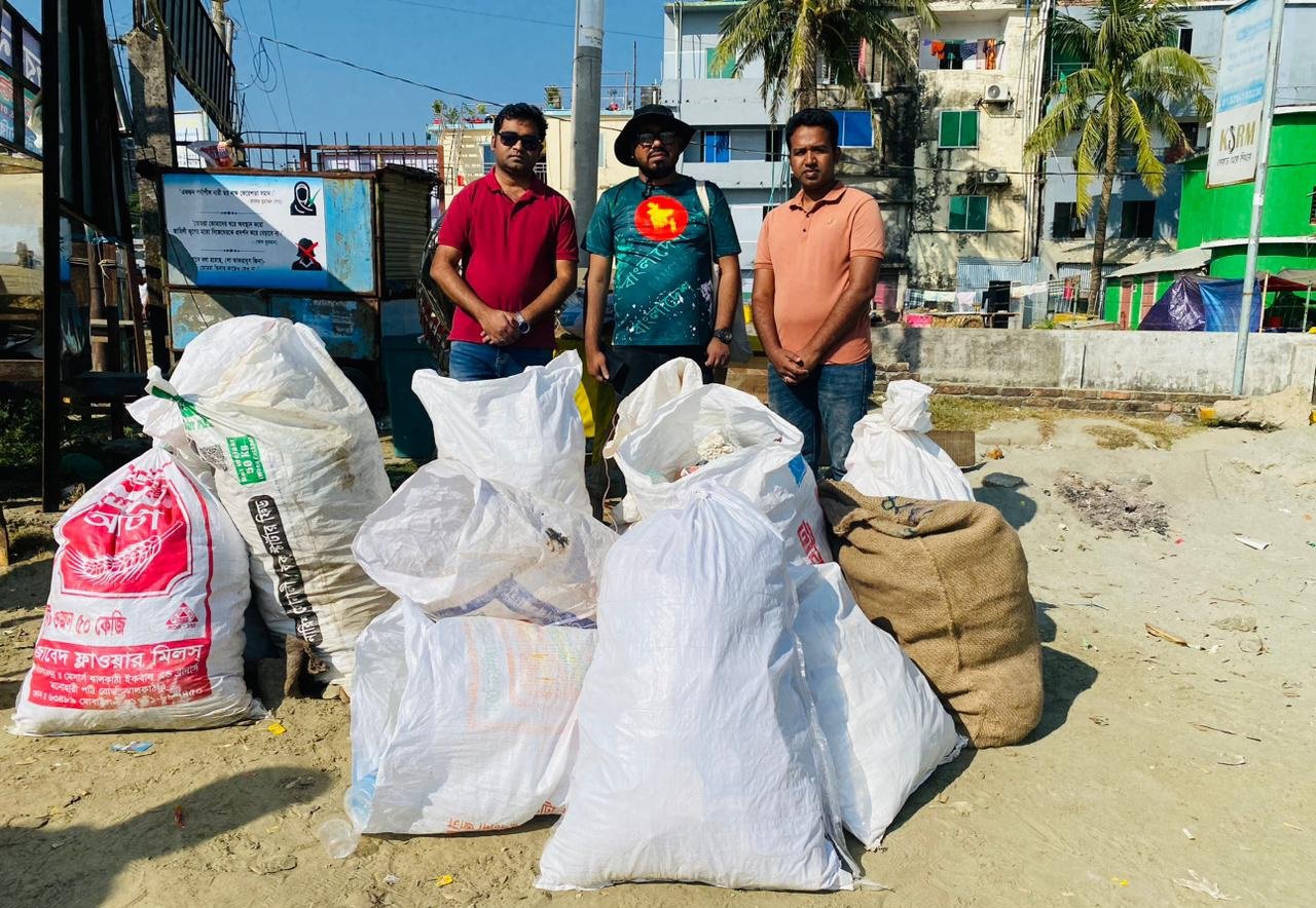 Cleanliness drive conducted at Kuakata beach, 323 kg plastic waste collected