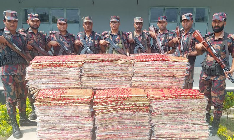 BGB seizes Indian sarees worth Tk 31.35 lakh in Sunamganj