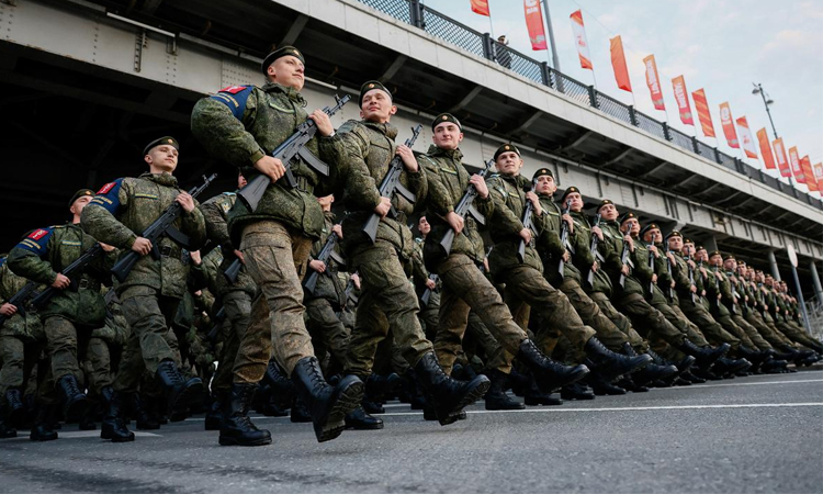 Russian soldiers in Equatorial Guinea mark WWII victory