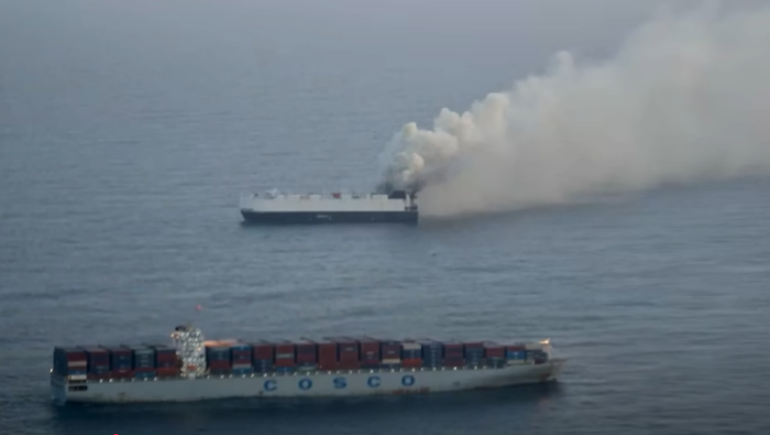 Fire on cargo ship off Alaska carrying EVs left burning