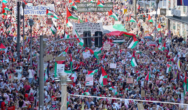 Tens of thousands join pro-Palestinian marches across Europe