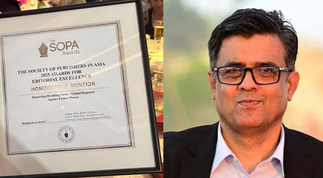 Shafiqul Alam wins SOPA Awards for breaking news on Hasina’s fleeing
