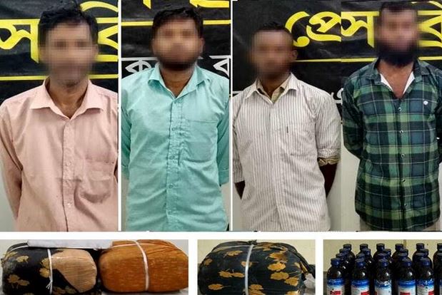 6 held with 15.6-kg ganja, 43 bottles of ESKuf from Lalmonirhat