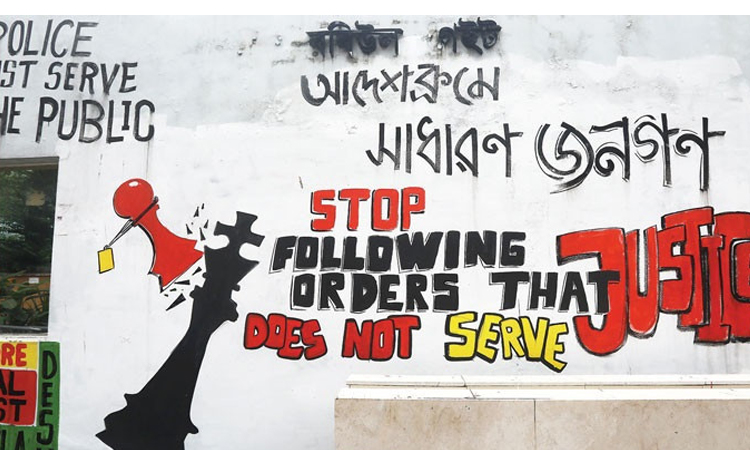 Special graffiti drawn on Padma Bridge marking July uprising day