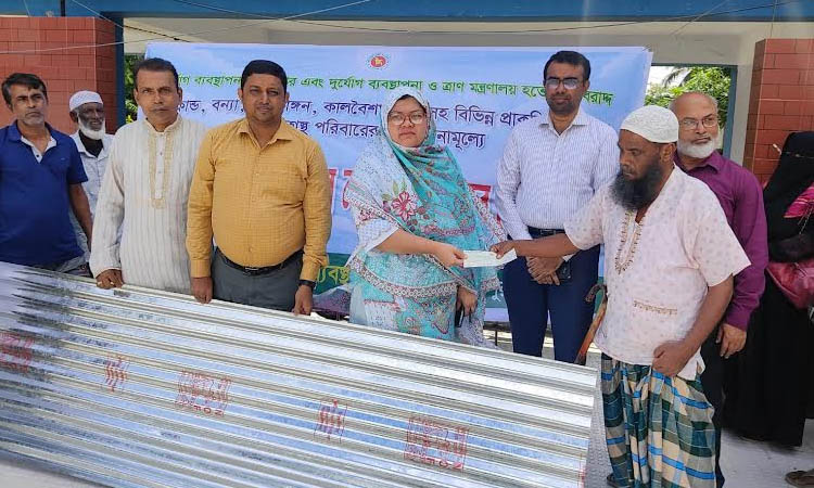 CI sheets, cheques distributed among fire, natural disaster victims in Pirojpur