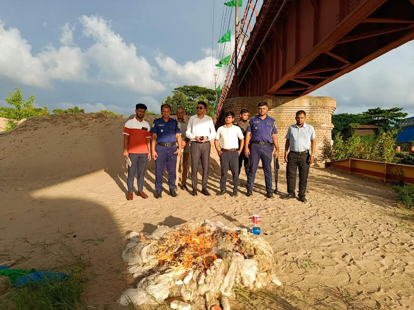 Illegal fishing nets seized from Karnaphuli River