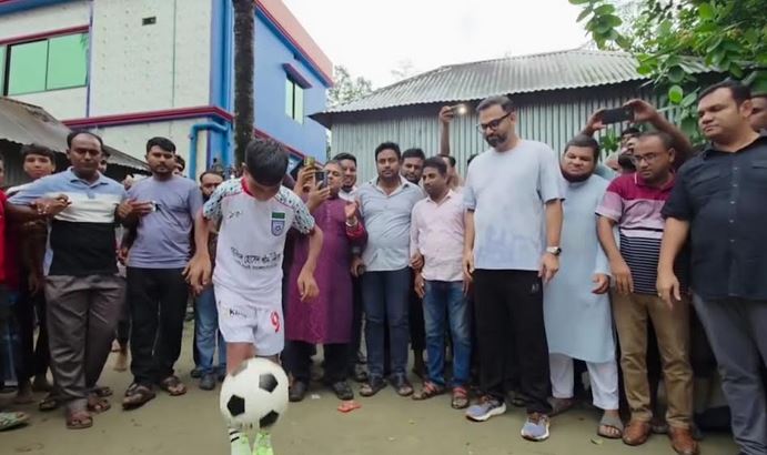 Tarique Rahman stands by young football talent Jisan in Kishoreganj