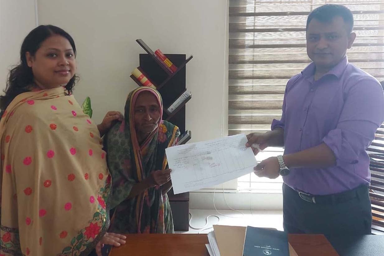 Elderly Sufia gets back her homestead with help of Khulna ZSO
