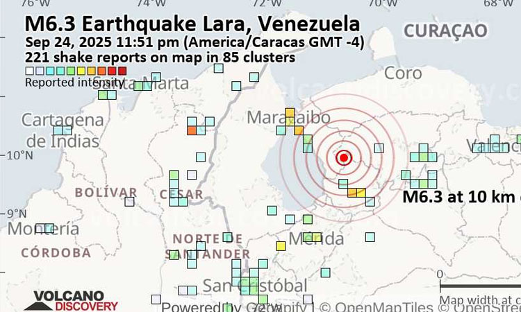 6.3-magnitude quake shakes northwest Venezuela