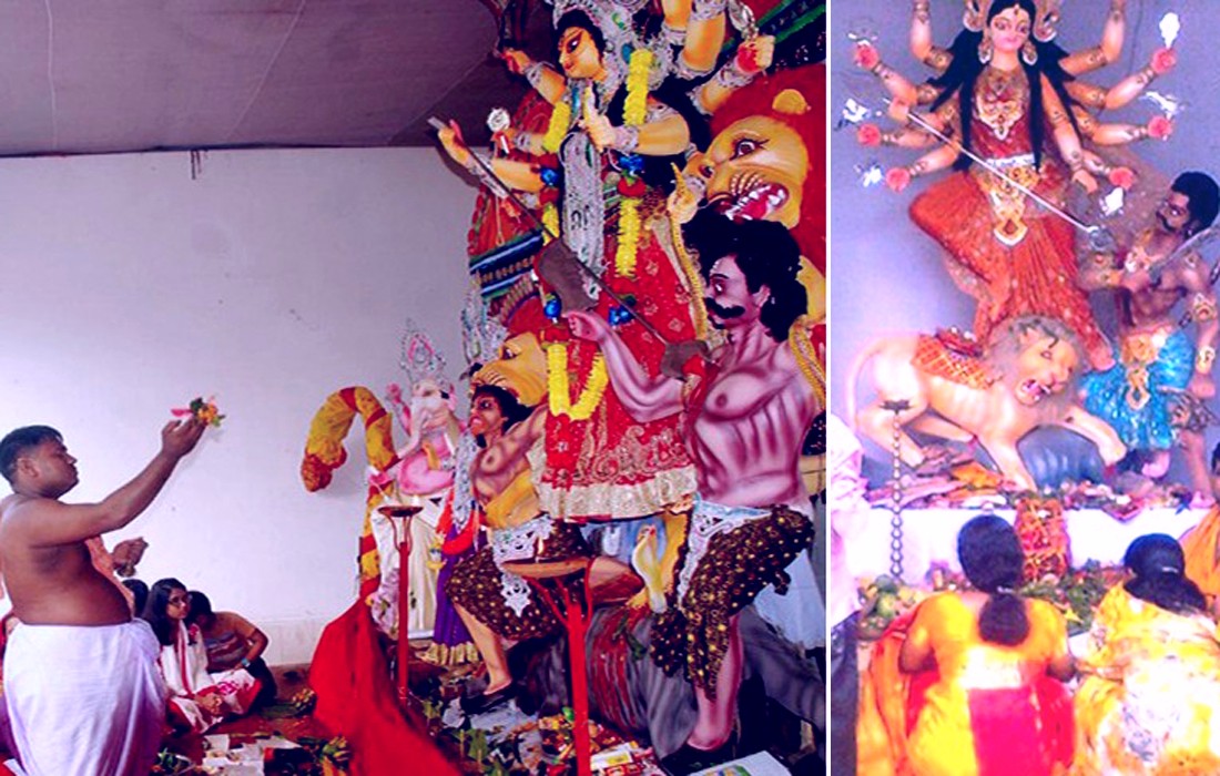 Durga puja celebration begins in Rangpur in festive atmosphere