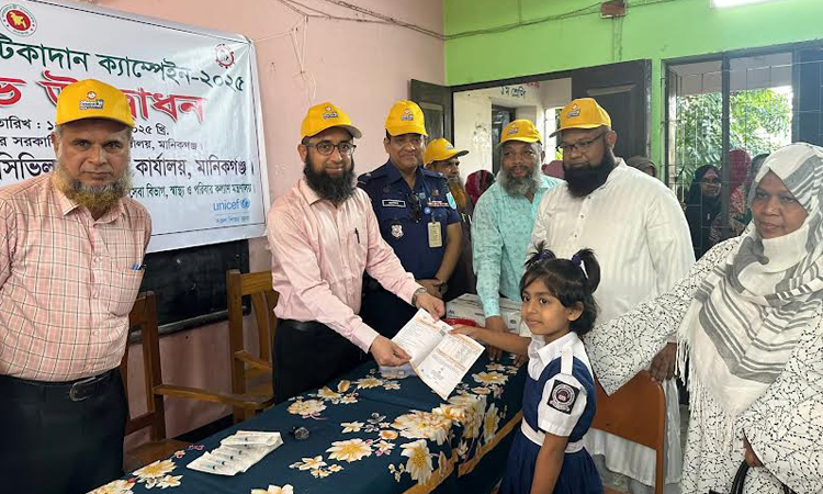 Typhoid vaccination campaign begins in Manikganj