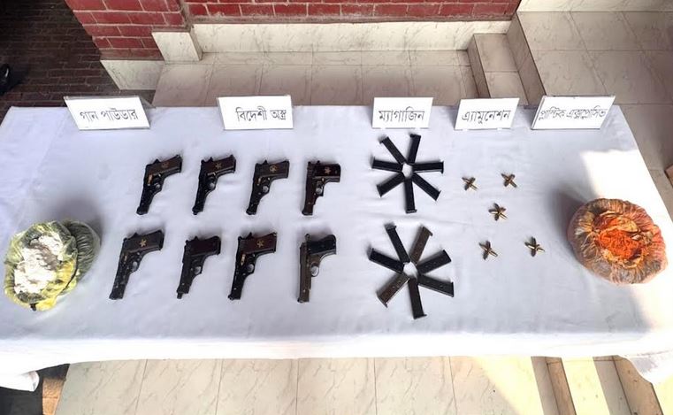 8 foreign pistols, explosives recovered from Airport Railway Station