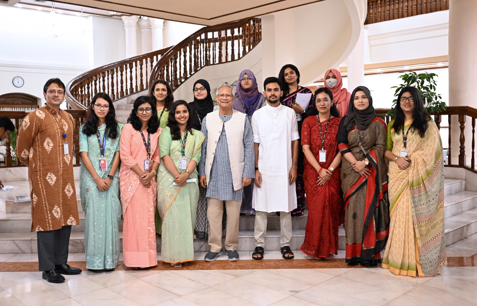 National Policy Competition winners exchange greetings with Chief Adviser
