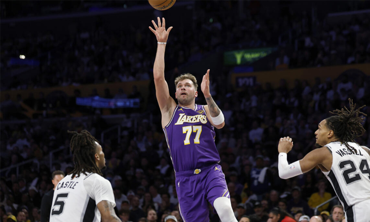 Doncic's Lakers hold off Wembanyama's Spurs, Blazers silence Thunder