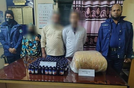 Three held with 92 bottles of banned syrup, 10-kg cannabis in Khulna