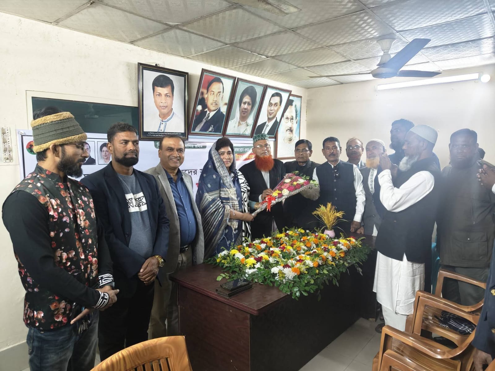 BNP candidate Sabira Nazmul meets retired army personnel in Jashore