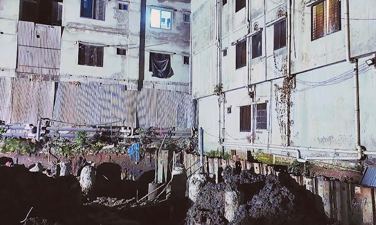 Five-storey building tilts in Mymensingh