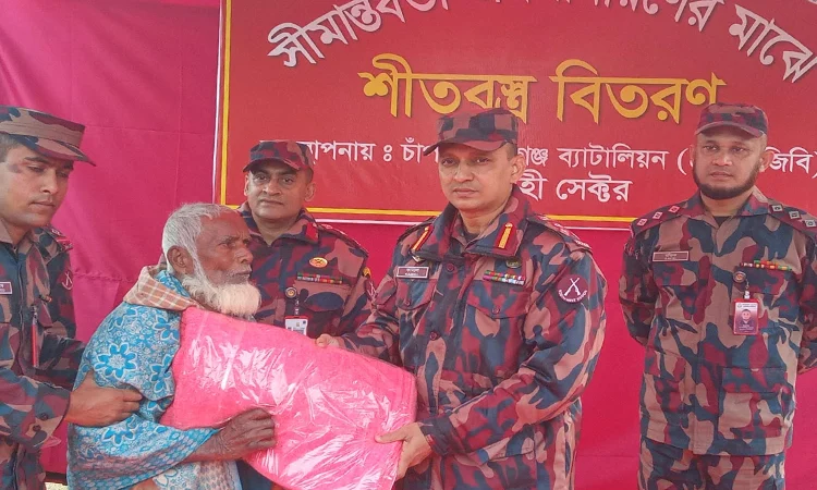 BGB distributes winter clothes in Chapainawabganj