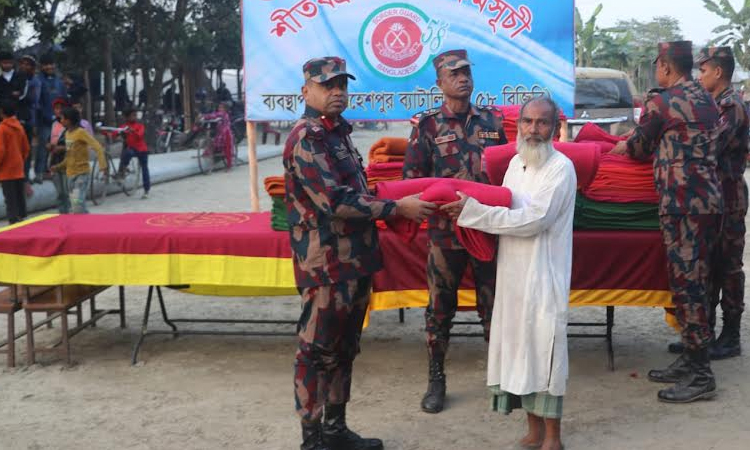 BGB distributes winter clothes to distressed people in Jhenaidah