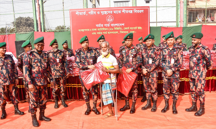 BGB distributes winter clothes to 800 cold-stricken people in Dhaka