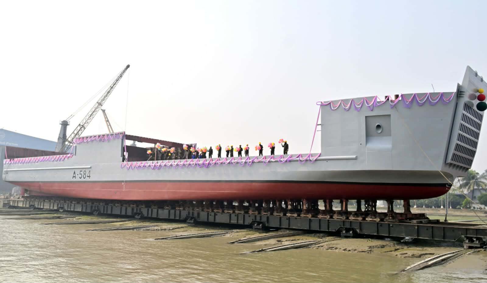 Bangladesh Navy-built landing craft tank launched at KSY