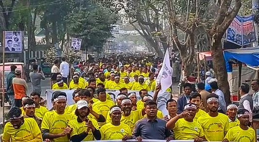 Procession held in support of “Sheaf of Paddy” candidate in Lalmonirhat