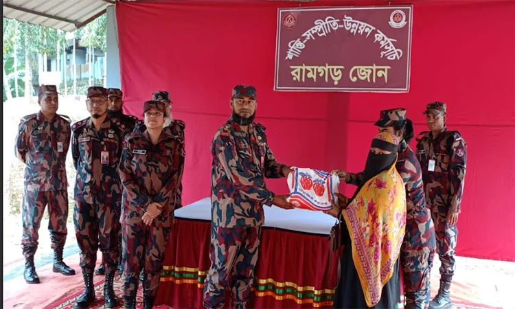 BGB distributes eid gifts, financial assistance in Khagrachhari