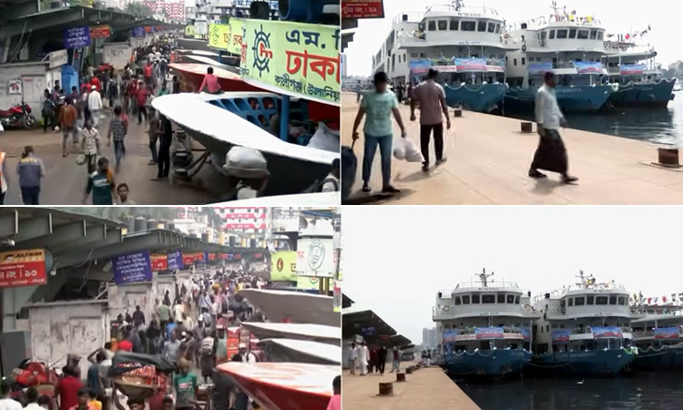 Homebound passenger rush increases at Sadarghat