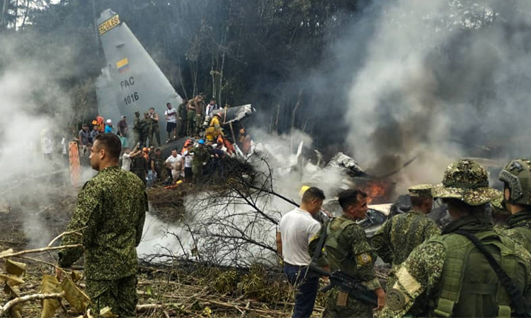 At least 66 dead after Colombia military transport plane crashes