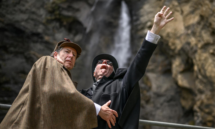 Sherlock Holmes fans recreate fateful duel at Swiss falls