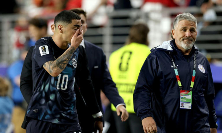 Paraguay's Almiron sent off under new FIFA 'mouth-covering' rule