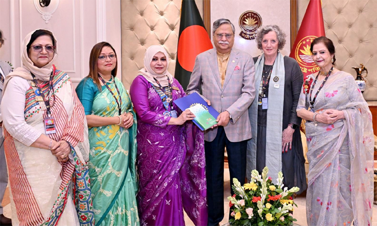 Int’l Inner Wheel delegation pays courtesy call on President