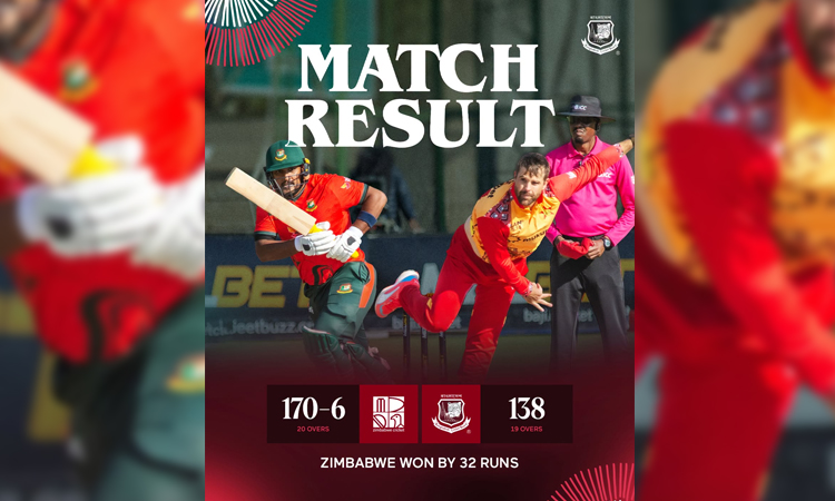 Bangladesh suffer 32-run defeat to Zimbabwe in 1st T20
