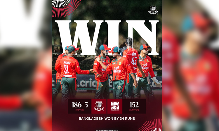 Bangladesh crush Zimbabwe in 2nd T20 to level the series
