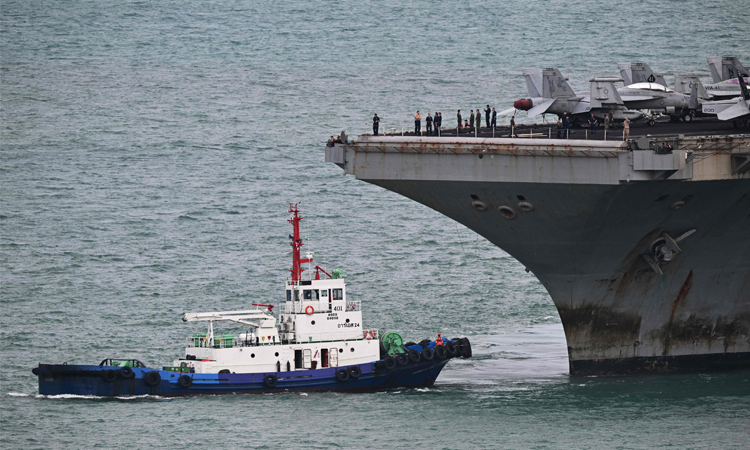 USS Abraham Lincoln seen off Thai port after months at sea
