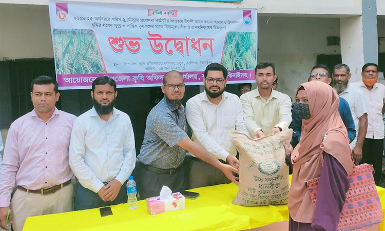 কালীগঞ্জে কৃষকদের মধ্যে সার ও বীজ বিতরণ