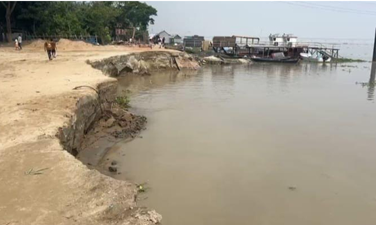 পদ্মা সেতুর কনস্ট্রাকশন ইয়ার্ডের ৩ কিলোমিটারের মধ্যে নদী ভাঙন শুরু 