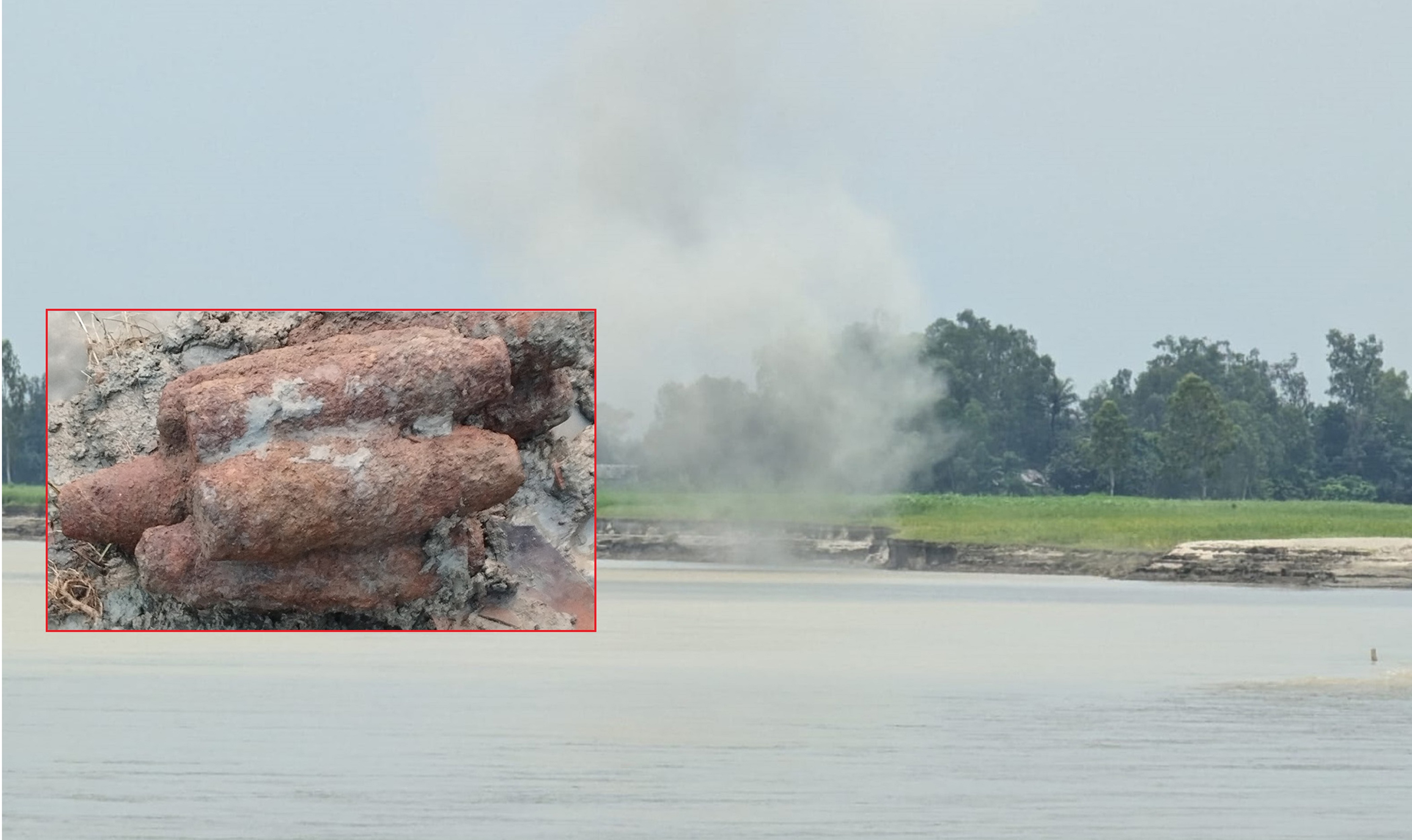 টাঙ্গাইলে উদ্ধারকৃত ১১টি মর্টার শেলের বিস্ফোরণ ঘটানো হলো যমুনা নদীতে