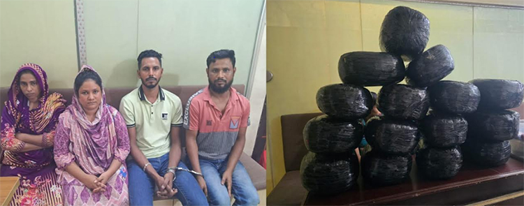 ৬০ কেজি গাঁজা ও ২ প্রাইভেট কারসহ দুই দম্পতি গ্রেফতার