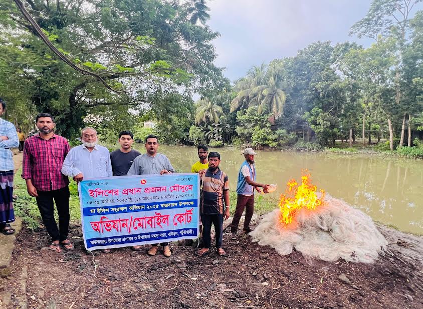 পটুয়াখালীর বাউফলে মা ইলিশ রক্ষায় দিনভর অভিযান