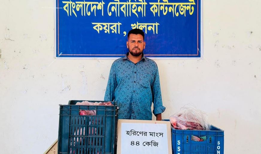 খুলনার কয়রায় ৪৪ কেজি হরিণের মাংসসহ যুবক গ্রেফতার 
