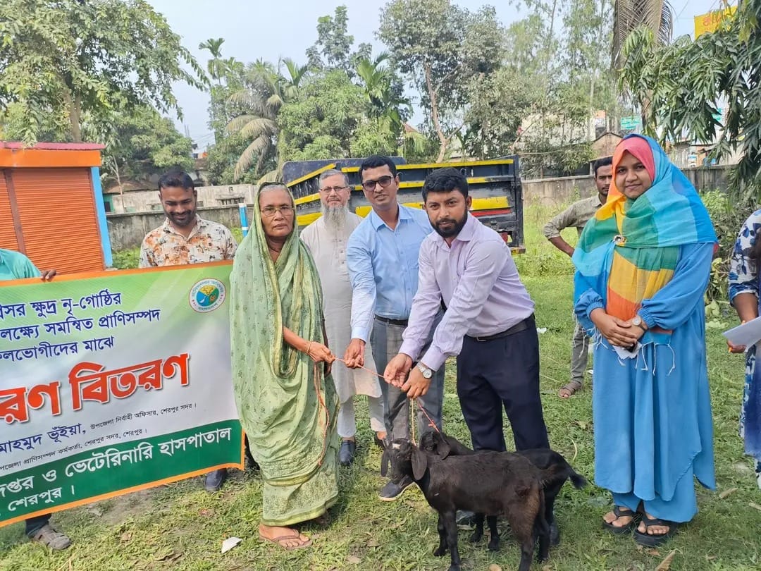 শেরপুরে ক্ষুদ্র নৃগোষ্ঠীর ব্যক্তিদের মধ্যে গবাদি পশু বিতরণ