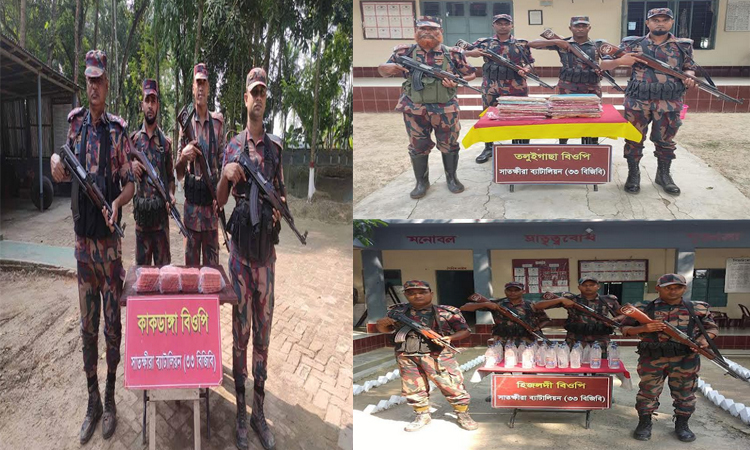 সাতক্ষীরা সীমান্ত থেকে ভারতীয় বিভিন্ন পণ্য জব্দ বিজিবির